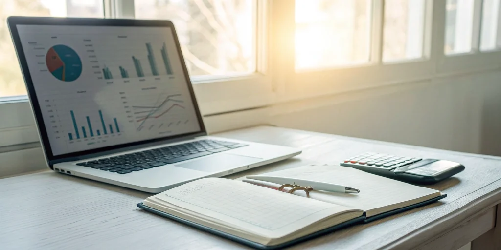 A person analyzing cash flow charts on a laptop for business cash flow management help.