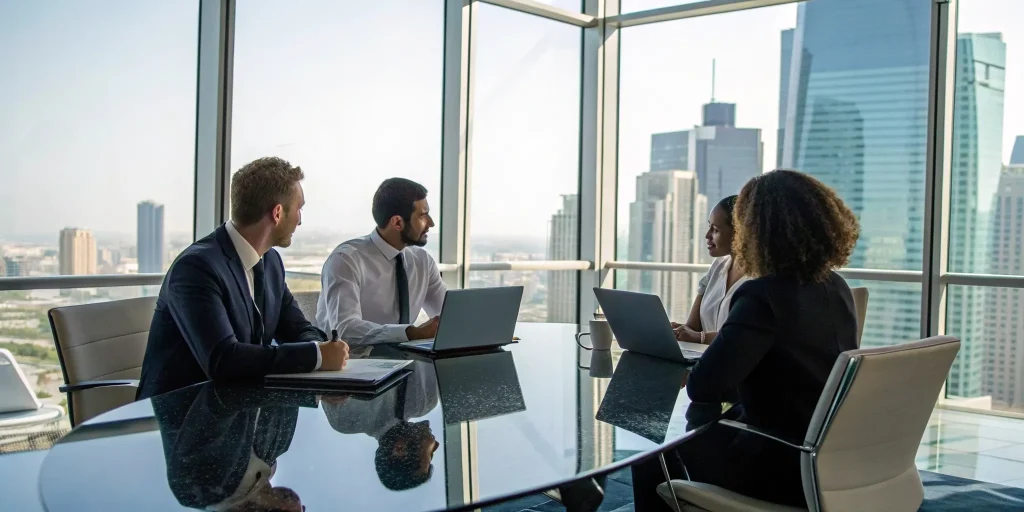 Managers discussing communication training strategies for better team performance.