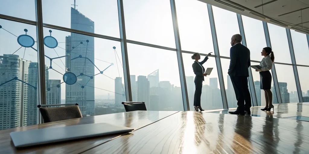 Operational efficiency consultants reviewing business processes with a client.