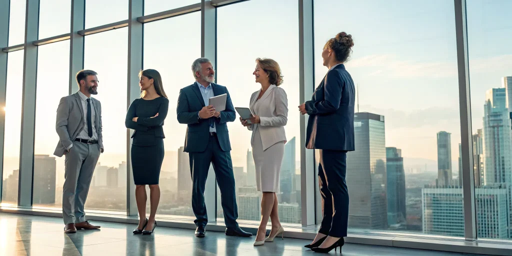 Business coach for entrepreneurs reviewing a strategic growth plan.