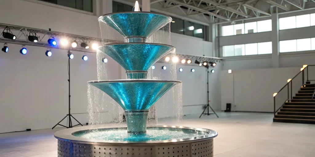 A tiered water fountain representing a lead qualification framework.