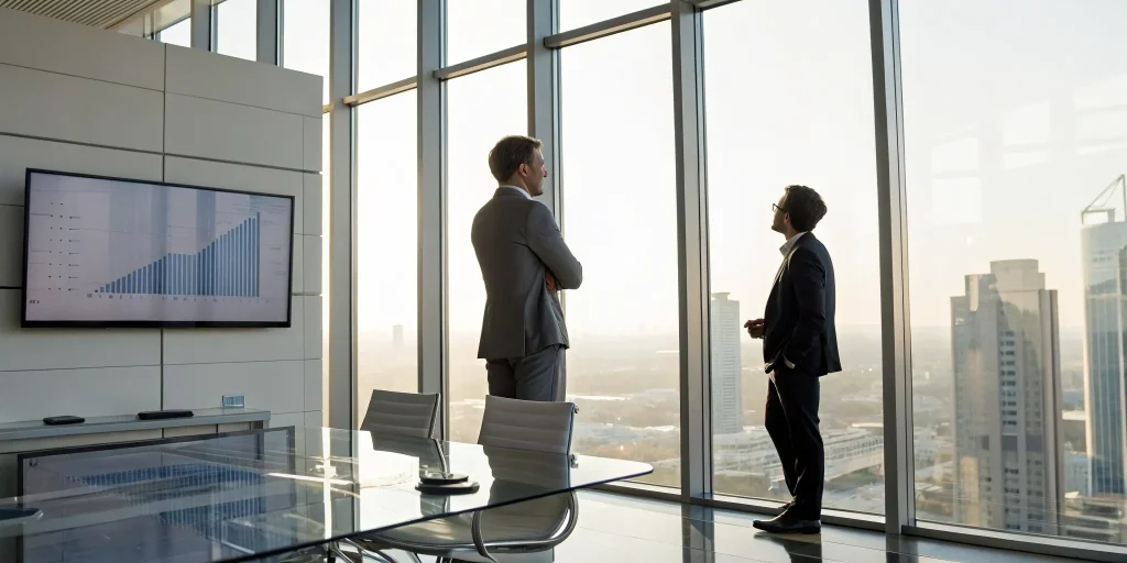 An interim CFO consultant advises a client on financial strategy.