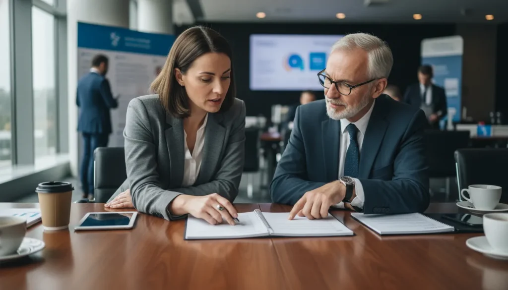 Business owner reviewing a growth plan with a business mentor