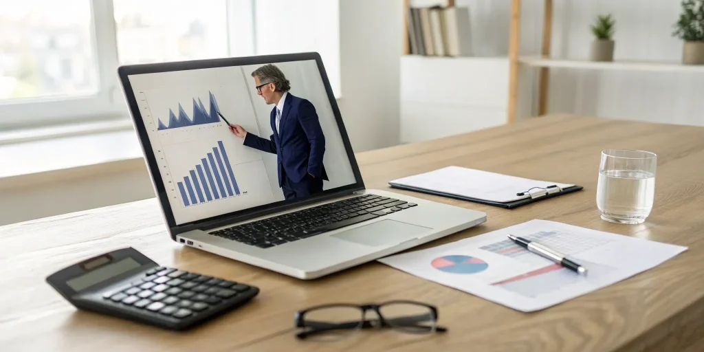 An outsourced CFO analyzing financial charts to determine business costs.