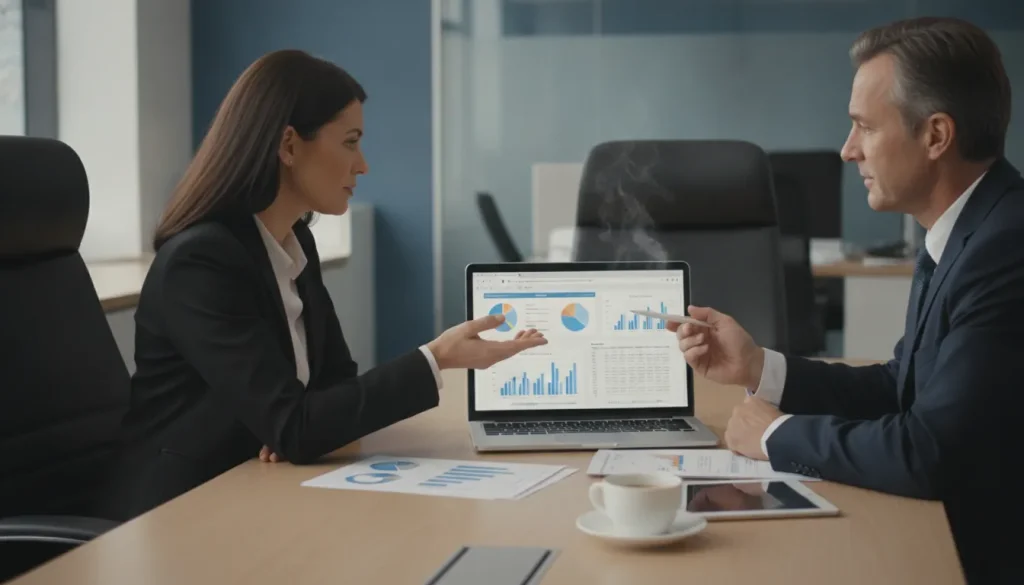 Business owner reviewing cash flow forecasts with a finance advisor