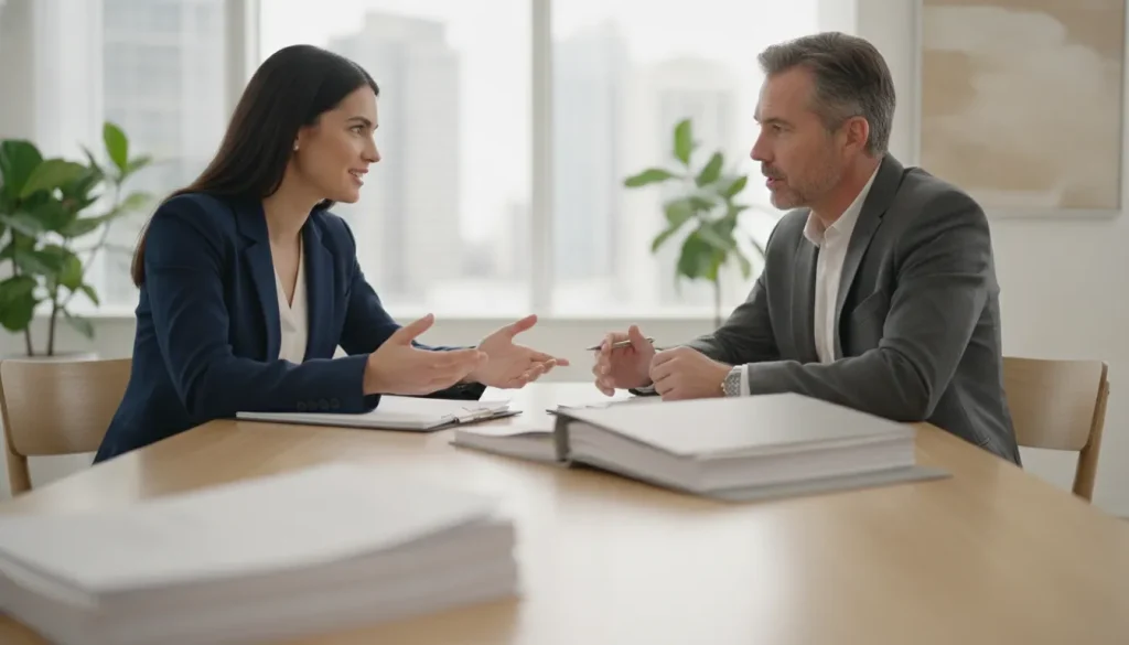 Change management consultant helping a small business plan implementation