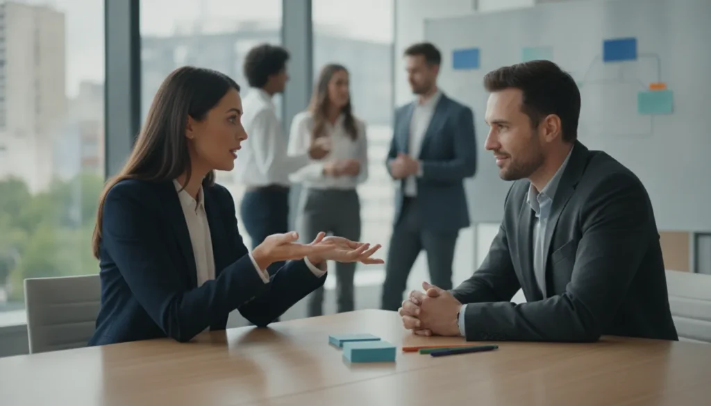 Business advisor reviewing a sales compensation plan with an owner